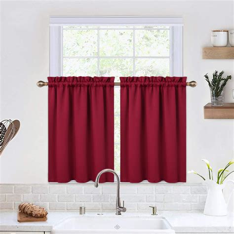 Blackout kitchen curtains - Deconovo Blackout Curtains Back Tab and Rod Pocket, 52x45 Inch, True Red, Thermal Insulated Room Darkening Red Curtains for Kitchen Window 4.6 out of 5 stars 22,738 1 offer from $24.39 